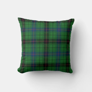 Plaid Blue Green Check Davidson Tartan Throw Pillow