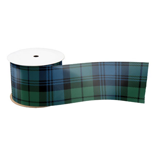 Plaid Blue Green Rustic Campbell Tartan Satin Ribbon (Spool)
