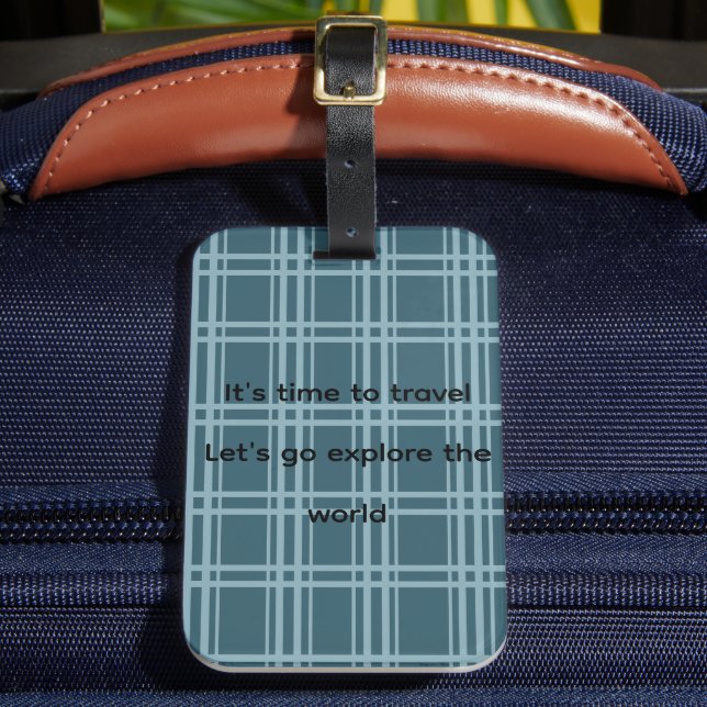 Plaid Blue Luggage Tag (Front Insitu 2)