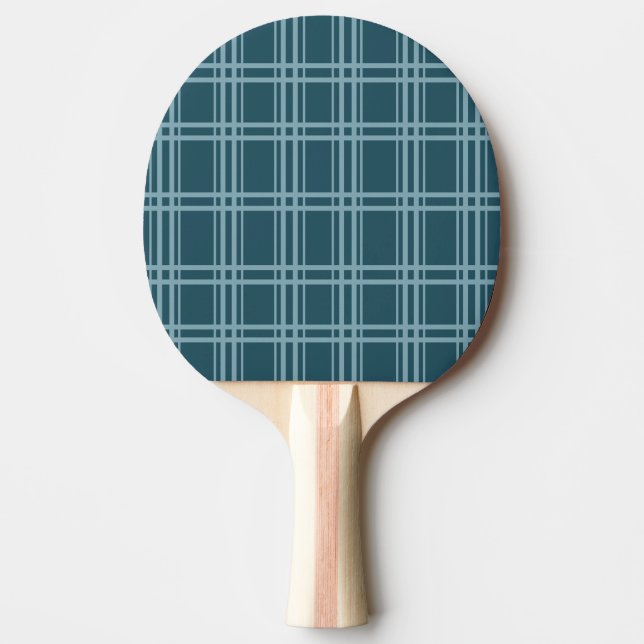 Plaid Blue Ping Pong Paddle (Front)