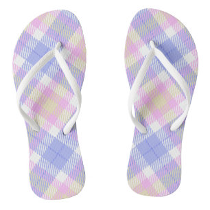Plaid Blue Pink Yellow Flip Flops