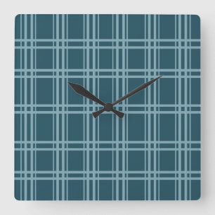 Plaid Blue Square Wall Clock