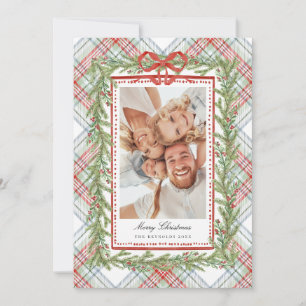 Plaid Bow Family Photo Christmas Holiday  Card