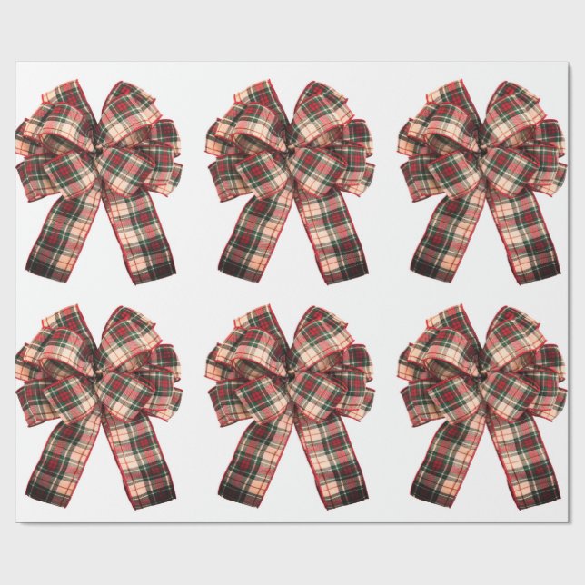 Plaid Bow Wrapping Paper (Flat)