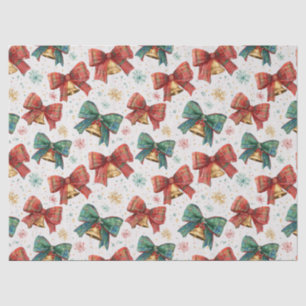 Plaid Bows Bells Retro Christmas Tissue Paper