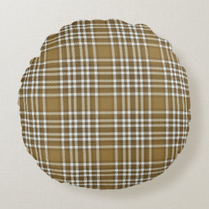 Plaid Brown Modern Round Throw Pillow