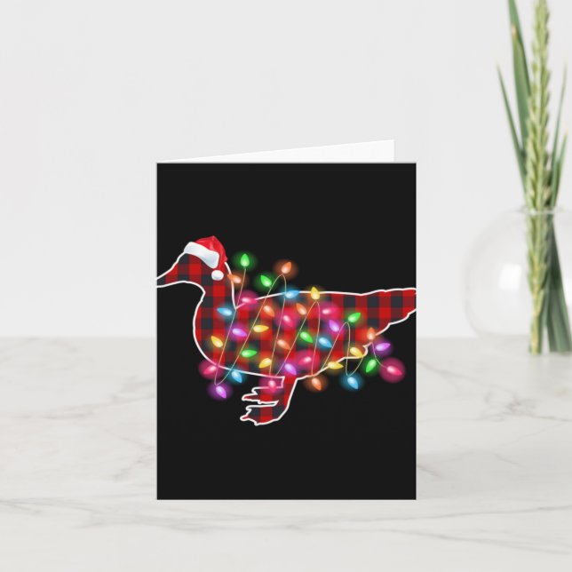 Plaid Buffalo Duck Christmas Pajamas Xmas Lights F Card (Front)