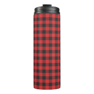 Plaid Buffalo Lumberjack Black Red Check Thermal Tumbler