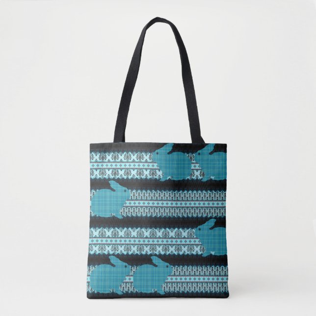 Plaid Bunnies Tote Bag (Front)