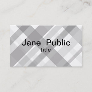 plaid business card grey and white double sided