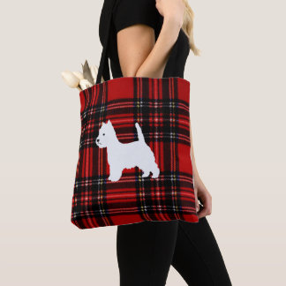 Plaid Canvas Tote with Westie