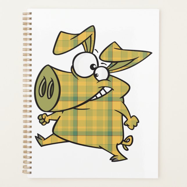 Plaid Cartoon Pig Funny Tartan Farm Animal (Devant)