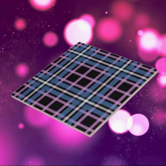 Plaid Ceramic Tile – Blue & Lavender Tartan Grid (Creator Uploaded)