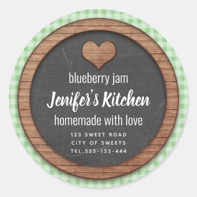 Plaid Chalkboard heart homemade jam Square Sticker (Front)