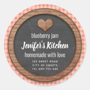 Plaid Chalkboard heart homemade jam Square Sticker