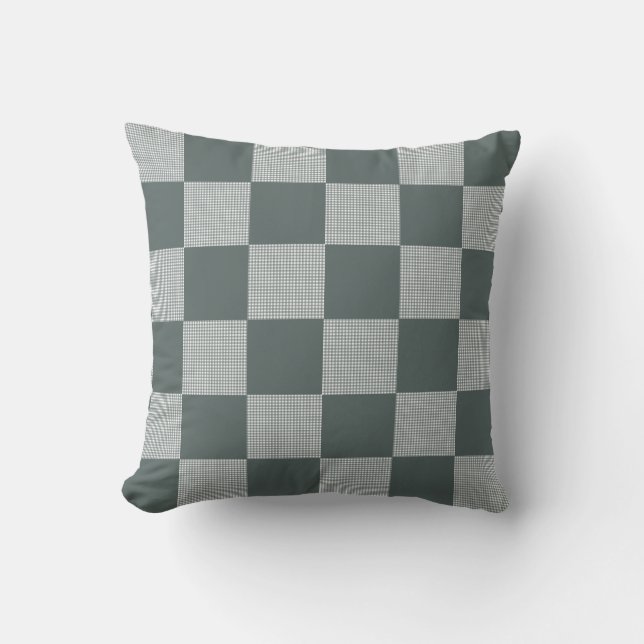 Plaid Check Pattern Balsam Green Throw Pillow (Front)