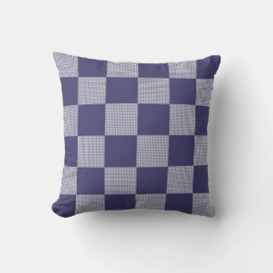 Plaid Check Pattern Navy Blue Throw Pillow