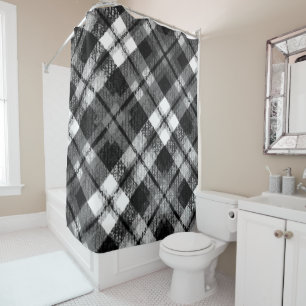 Plaid Check Tartan Black White Farmhouse Modern