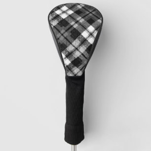 Plaid Check Tartan Black White Farmhouse Modern  Golf Head Cover