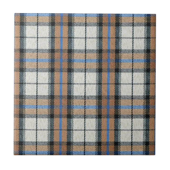 Plaid Checked Fabric Ceramic Tile Vintage Design (Front)