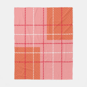 Plaid Chequered Fabric Pattern in pink, pale oran Fleece Blanket