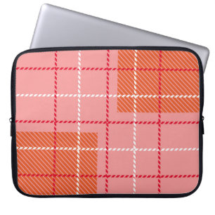 Plaid Chequered Fabric Pattern in pink,  pale oran Laptop Sleeve