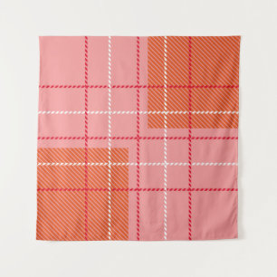 Plaid Chequered Fabric Pattern in pink,  pale oran Tapestry