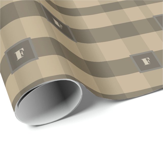 Plaid Chequered Monogram Brown Beige Tan Wrapping Paper (Roll Corner)