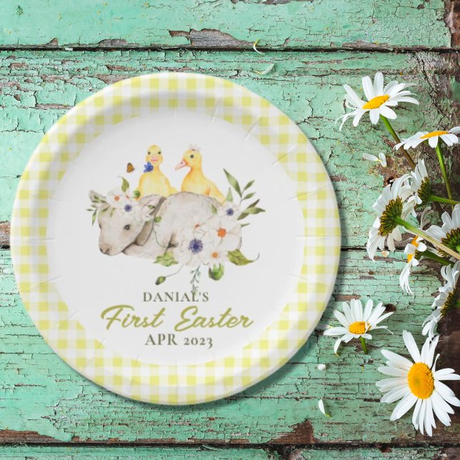 Plaid Chicks Little Lamb My First Easter Paper Plate (Creator Uploaded)