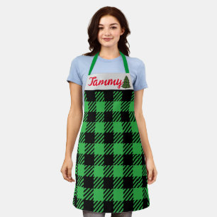 Plaid Christmas Apron - Personalized Holiday Gift