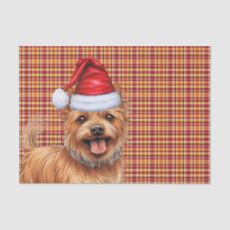 Plaid Christmas Australian Terrier Dog Holiday Tissue Paper