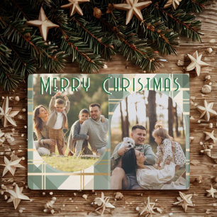 Plaid Christmas Card Arch Design Elegant Holiday