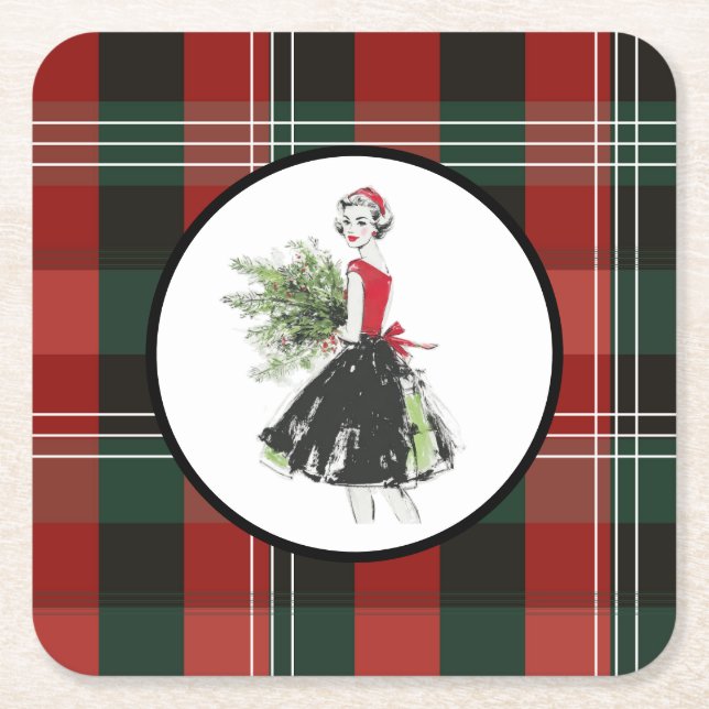 Plaid Christmas Coaster  (Front)
