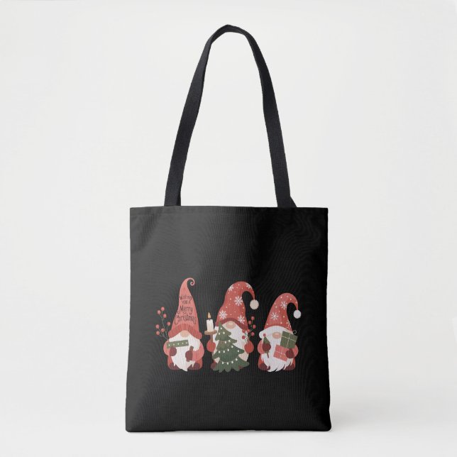 Plaid Christmas Gnomes Santa Funny Merry Christmas Tote Bag (Front)