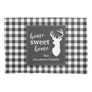 Plaid Christmas Holiday Home Sweet Gingham Pillowcase