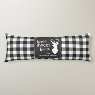Plaid Christmas Holiday Home Sweet Personalized Body Pillow