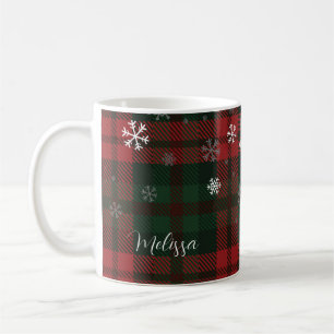 Plaid Christmas Holiday Snowflakes Pattern Coffee Mug