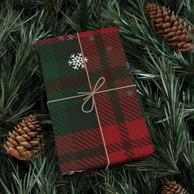Plaid Christmas Holiday Snowflakes Pattern Wrapping Paper (Plaid Christmas Holiday Snowflakes Wrapping Paper)