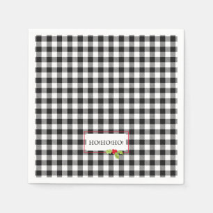 Plaid Christmas Holly HO!HO!HO! Holiday Cheer Napkin