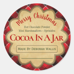 Plaid Christmas Hot Chocolate Cocoa In A Jar Ideas Classic Round Sticker