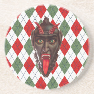 plaid christmas krampus coaster