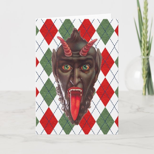 plaid christmas krampus invitation (Front)
