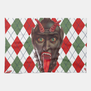 plaid christmas krampus kitchen towel