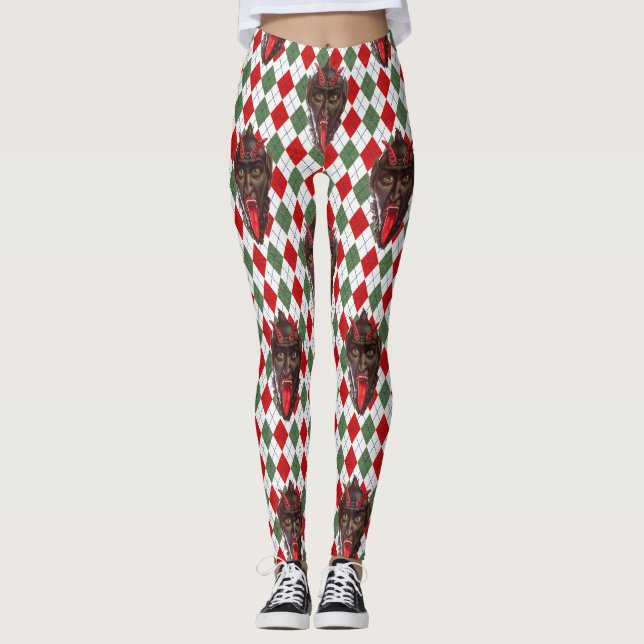 plaid christmas krampus leggings (Front)