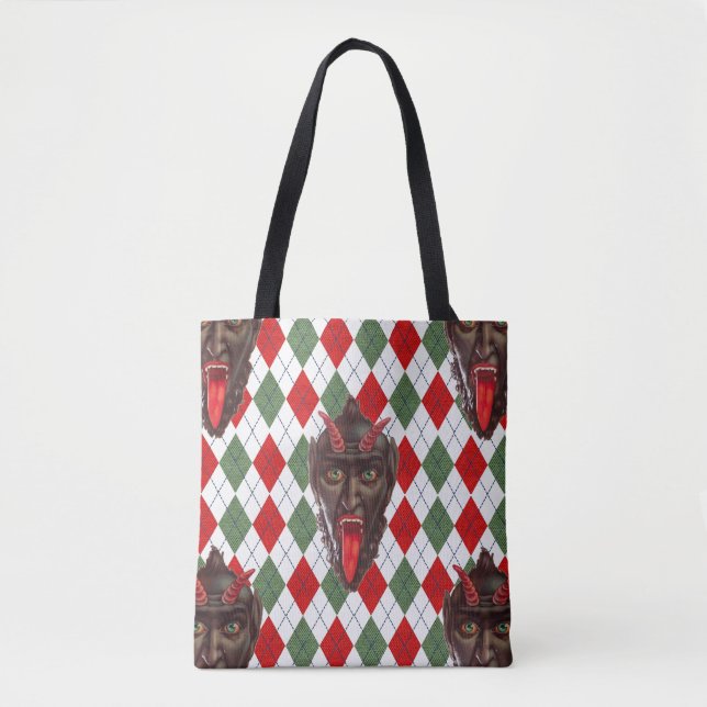 plaid christmas krampus  tote bag (Front)