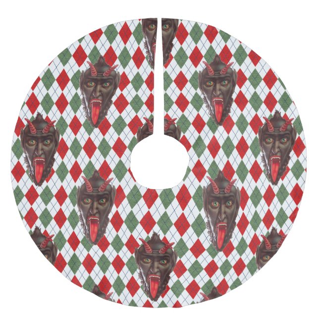 plaid christmas krampus xmas tree skirt (Front)