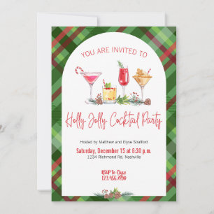 Plaid Christmas Party Holiday Cocktail Work Party Invitation
