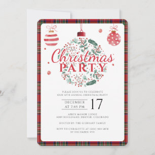 Plaid Christmas Party Stewart Tartan Elegant Invitation