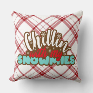 Plaid Christmas Pillow Chillin with My Snommies