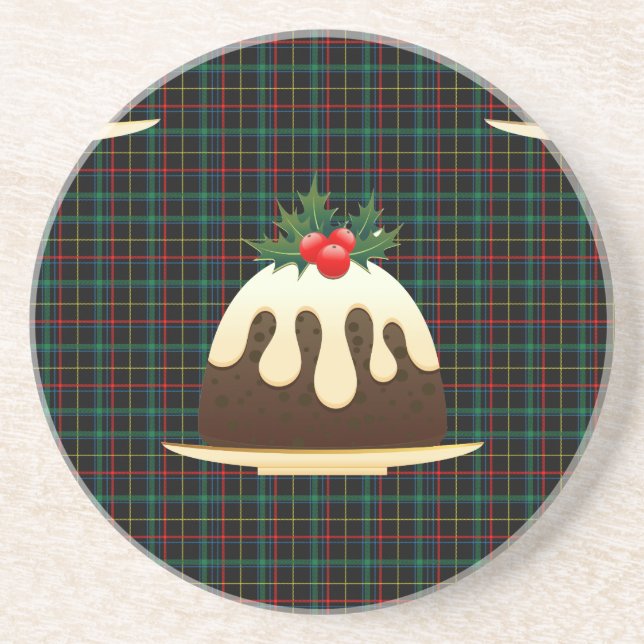 plaid christmas puddings coaster (Front)
